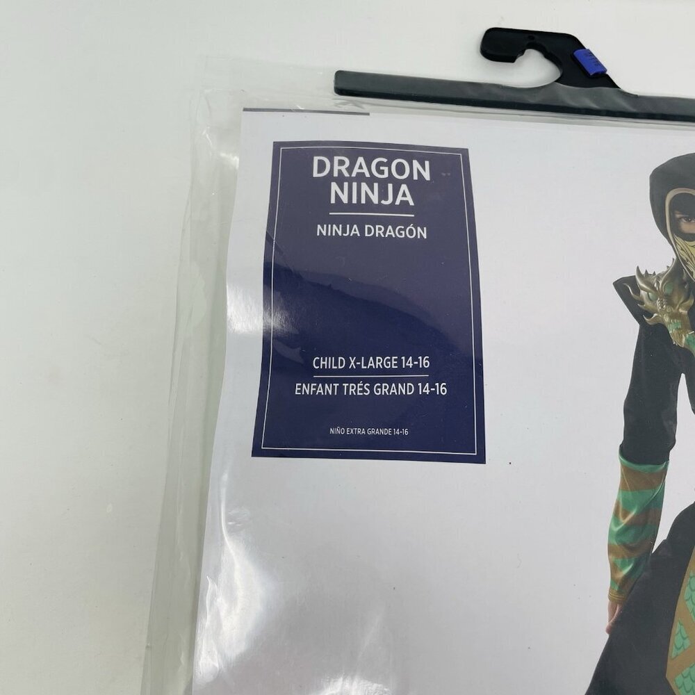 Dragon Ninja Youth Child Boys Size XL 14-16‎ Halloween Dress Up Costume Black - Picture 3 of 7